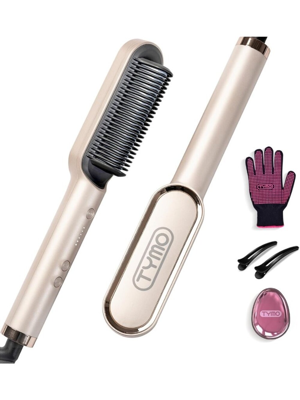 Fast Heating Hair Straightener Brush Comb for Women - 5 Temp Settings, Dual